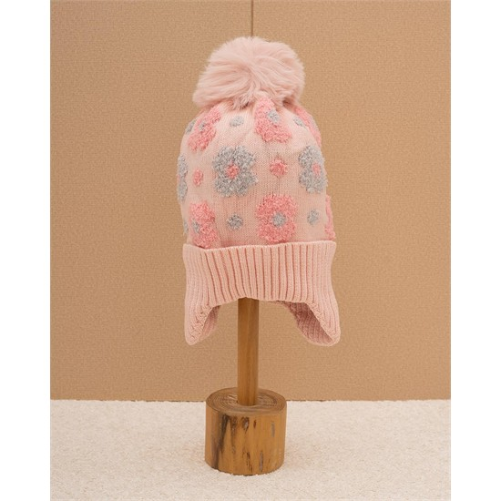 کلاه بافت طرح گل گلی