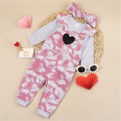 ست سه تکه کد 2302 شلوار پیشبندی وبادی و تل سر ابر و بادی