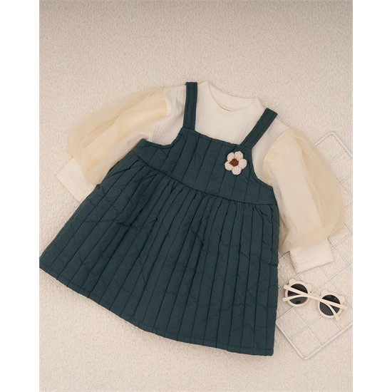 ست سارافن و بلوز مجبسي سبزآبي طرح گل