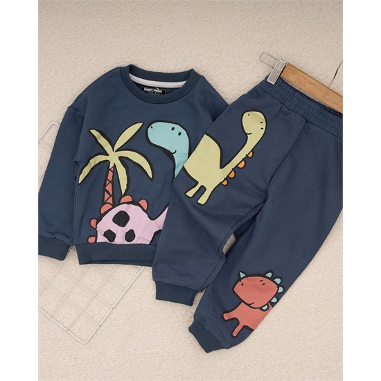 ست دورس و شلوار سرمه ای دایناسور کد 7489