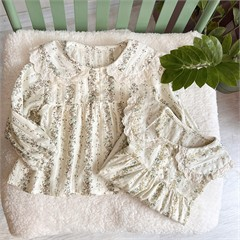 بلوز مجلسی گل گلی یقه مروارید دخترانه