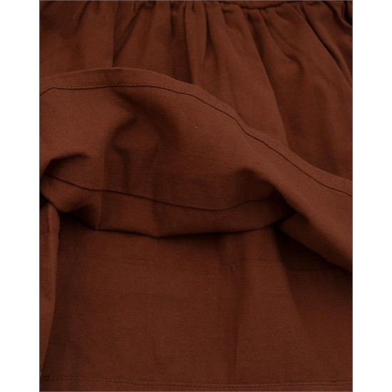 پيراهن کتان قهوه اي يقه دلبري