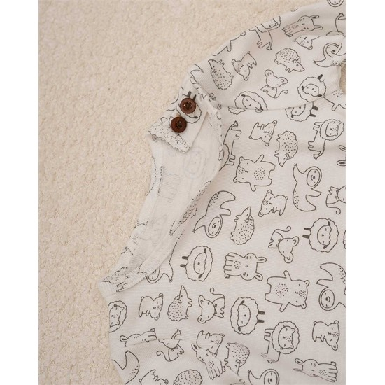 ست سه تکه کد 7511 سویشرت، شلوار و بادی طوسی طرح خرس