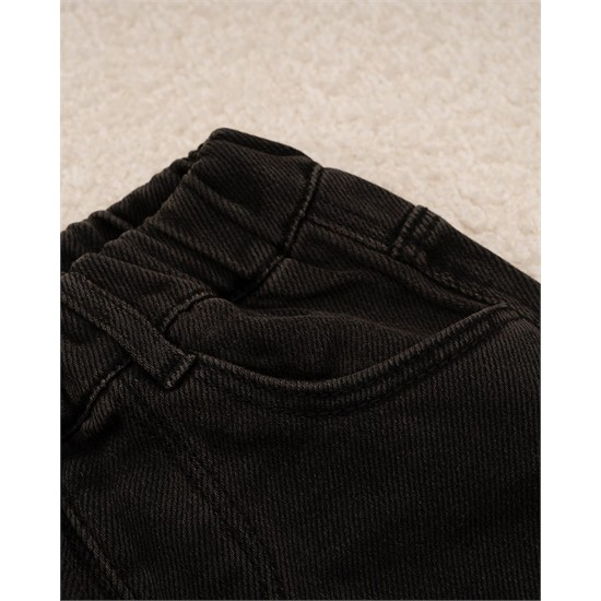 شلوار بگ استايل جين لاينردار دودي گل