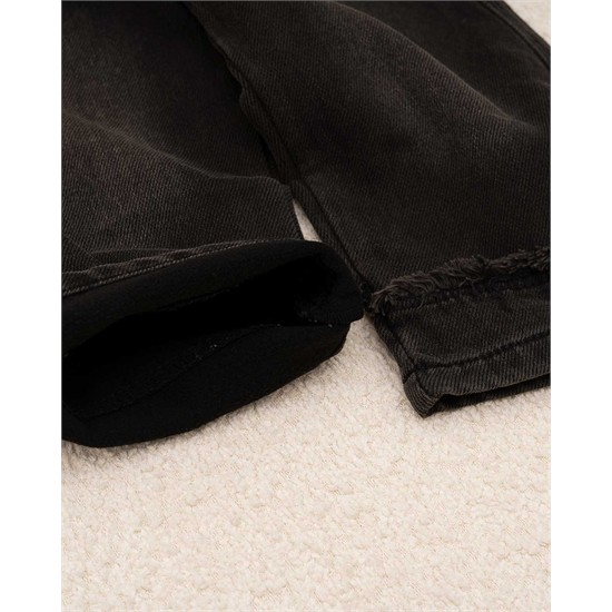 شلوار بگ استايل جين لاينردار دودي گل