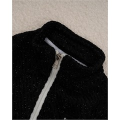 ست سویشرت و شلوار مخمل مشکی شاینی کد 7448