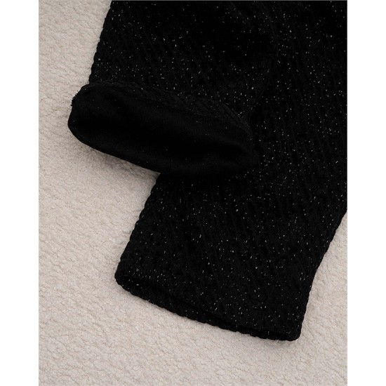 ست سویشرت و شلوار مخمل مشکی شاینی کد 7448