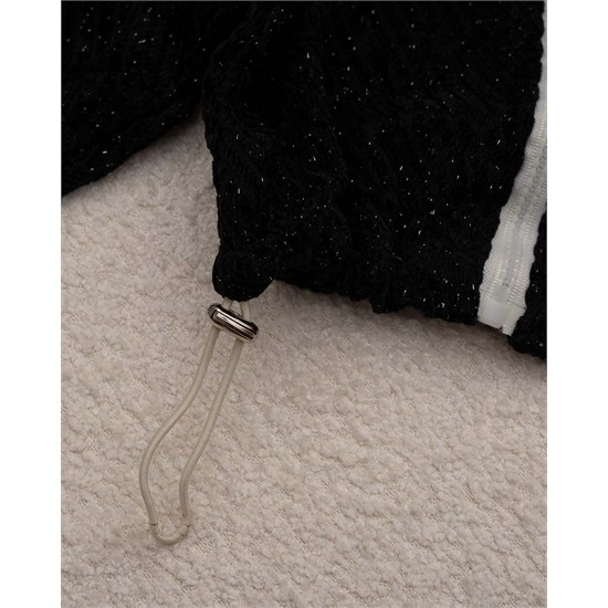 ست سویشرت و شلوار مخمل مشکی شاینی کد 7448