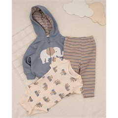 ست سه تکه کد 7507 سویشرت، شلوار و بادی طرح باغ وحش