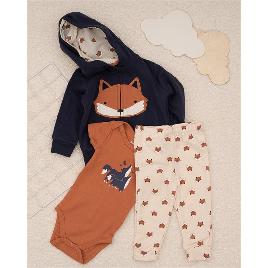 ست سه تکه کد 7507 سویشرت، شلوار و بادی طرح باغ وحش