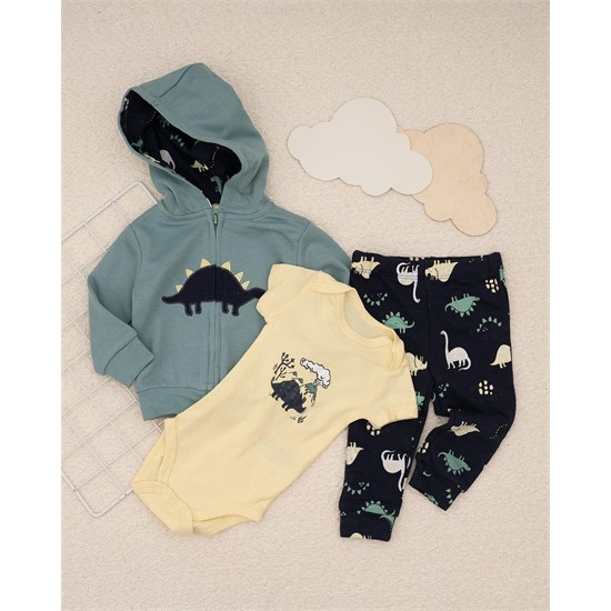 ست سه تکه کد 7507 سویشرت، شلوار و بادی طرح باغ وحش