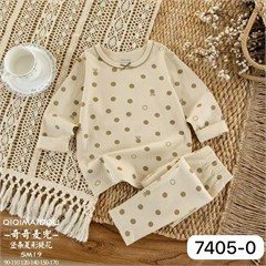 ست بلوز و شلوار نخی طرحدار کد 7405 دخترانه