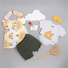 ست سه تکه کد 1993 بادی، بلوز آستین کوتاه، شلوارک 