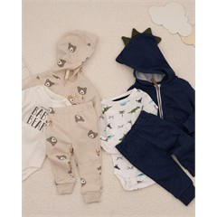 ست سه تکه کد 7509 سویشرت، شلوار و بادی طرح کیوت پسرانه