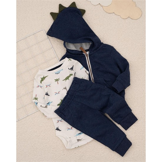 ست سه تکه کد 7509 سویشرت، شلوار و بادی طرح کیوت