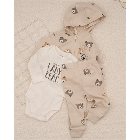 ست سه تکه کد 7509 سویشرت، شلوار و بادی طرح کیوت