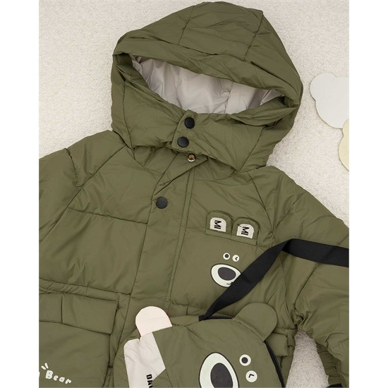 ست کاپشن و بادي بگ سبز خرس