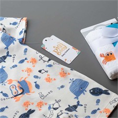 رامپر تابستانه سفید طرح حیوانات دریایی کد 1347