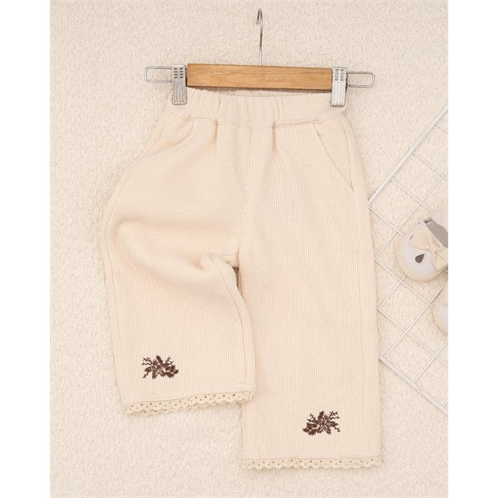 شلوار بگ استايل مخمل کبريتي دمپا گل