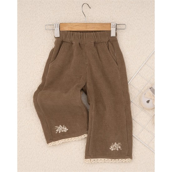 شلوار بگ استايل مخمل کبريتي دمپا گل