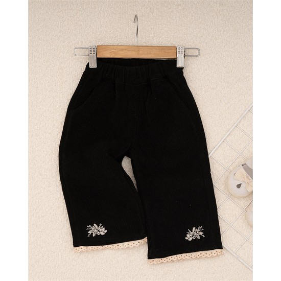 شلوار بگ استايل مخمل کبريتي دمپا گل