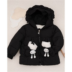 ست کاپشن و دستکش مشکی عروسکی کد 7352 پسرانه و دخترانه