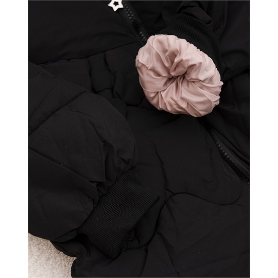 ست کاپشن و دستکش مشکي عروسکي