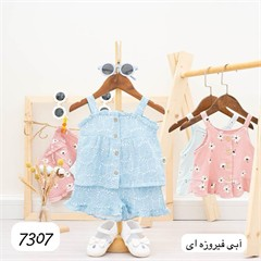 ست سه تیکه کد 7307 تاپ + شلوارک + عینک طرح سایم