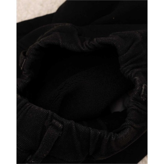 شلوار مام استايل جين لاينردار مشکي گلدوزي