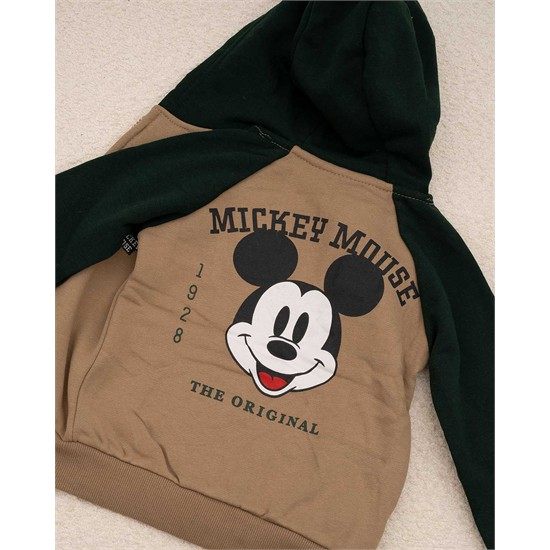 ست سویشرت و شلوار داخل کرک نسکافه ای میکی کد 7490