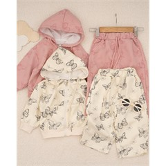 ست سویشرت و شلوار شاینی طرح پروانه کد 7442