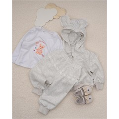 ست سه تکه کد 7444 سویشرت، شلوار و بلوز طرح پاپیون توری