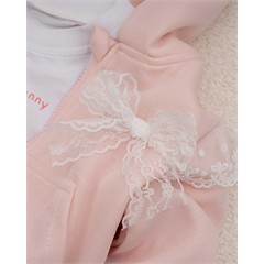 ست سه تکه کد 7444 سویشرت، شلوار و بلوز طرح پاپیون توری