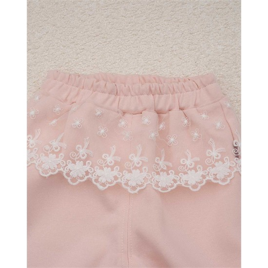 ست سه تکه کد 7444 سویشرت، شلوار و بلوز طرح پاپیون توری