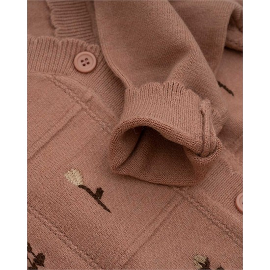 ژاکت بافت صورتي گل لاله