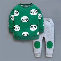 بلوز شلوار سبز طرح پاندا کد 912