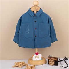 پیراهن کتان آبی کد 3604