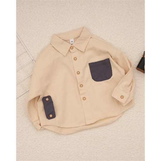 پیراهن کتان جیب رنگی کد 7471