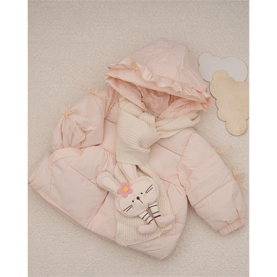 ست کاپشن و شال گردن بافت طرح خرگوش