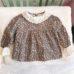 بلوز مجلسی گلدار شلوغ سبز دخترانه