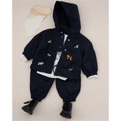 ست سه تکه کد 7446 سویشرت، شلوار و بلوز طرح هاپو