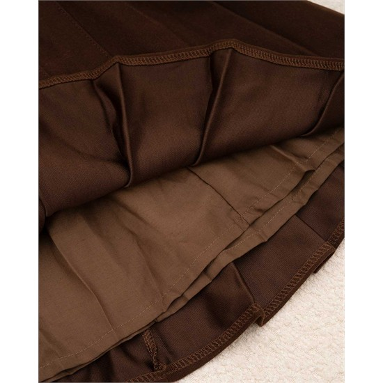 دامن مخمل پليسه قهوه اي